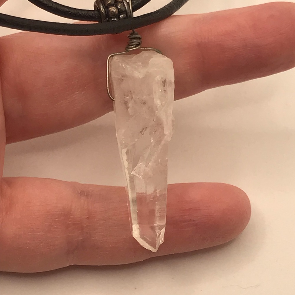 Rough Quartz Prism Pendant Necklace